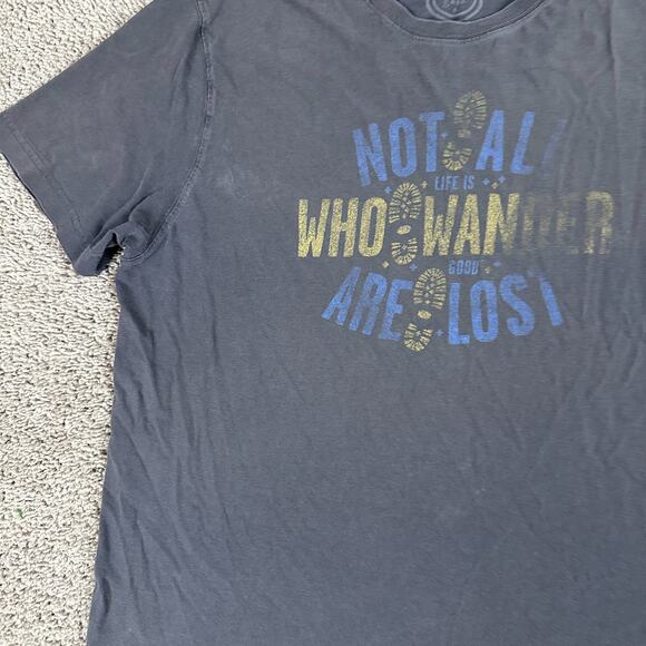 Life Is Good Shirt Mens L Gray Not All Who Wander Are Lost Classic Fit - Picture 4 of 11